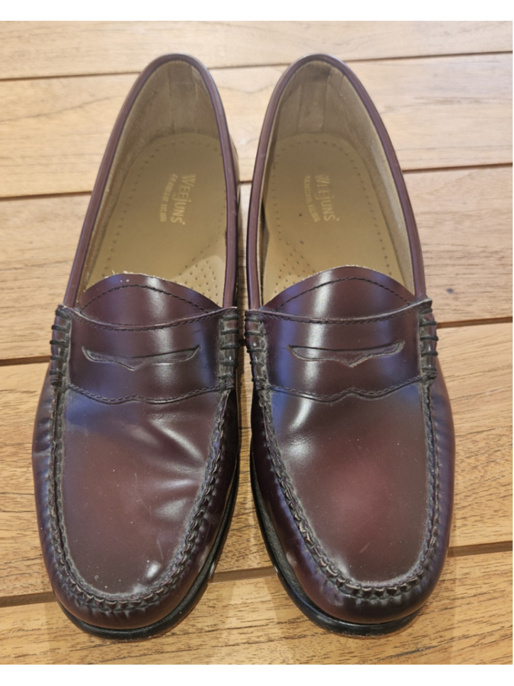 Women’s Burgundy Leather Penny Loafers - Classic Slip-On Flats